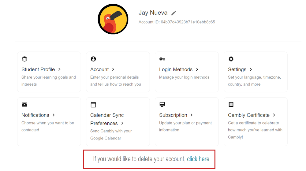 Can I delete my account? – Cambly