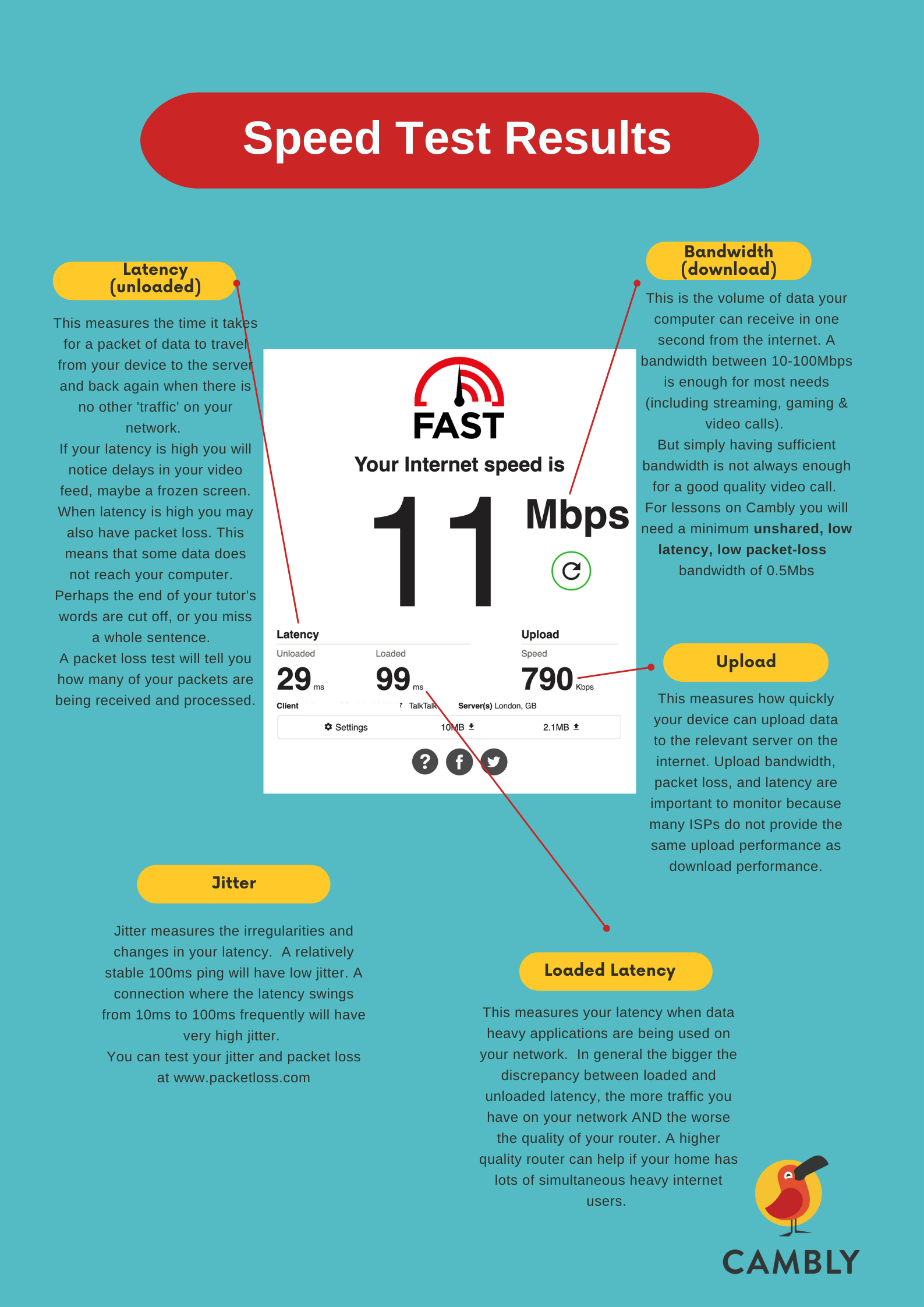 Your Internet Connection And Speed Test Infographic Cambly